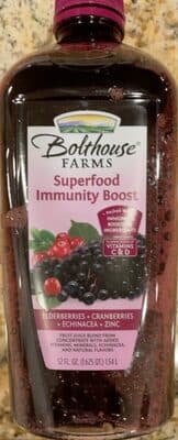 Superfood Immunity Boost Elderberries + Cranberries + Echinacea + Zinc Fruit Juice Blend From Concentrate