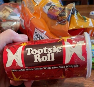 Re-Usable Bank Filled With Bite Size Midgees Candy
