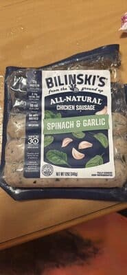 Bilinski's Chicken Sausage, Spinach & Garlic
