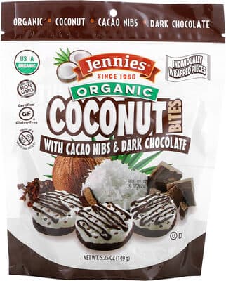 Organic Coconut Bites With Cacao Nibs & Dark Chocolate