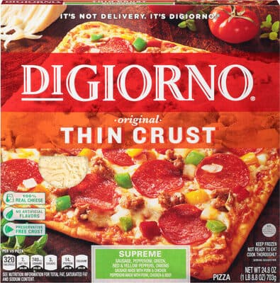 Supreme Sausage, Pepperoni, Green, Red & Yellow Peppers, Onions Original Thin Crust Pizza