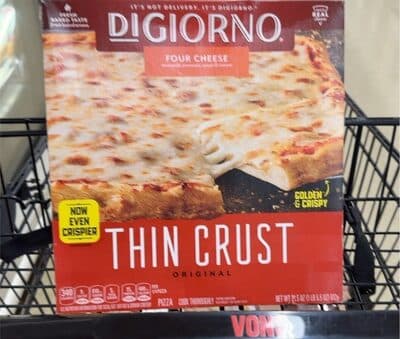 Thin crust pizza cheese