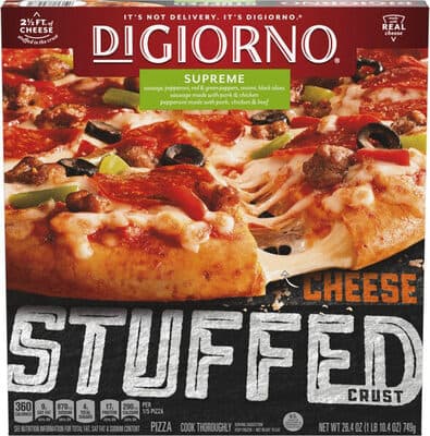Supreme Sausage, Pepperoni, Red & Green Peppers, Onions, Black Olives Cheese Stuffed Crust Pizza
