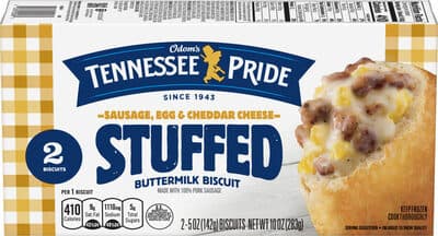 Sausage, Egg & Cheddar Cheese Stuffed Buttermilk Biscuit