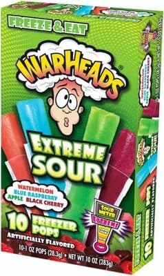 Watermelon, Blue Raspberry, Apple, Black Cherry Extreme Sour Freezer Pops