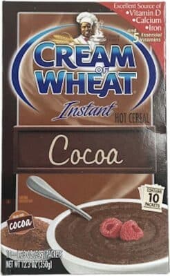 Cocoa instant hot cereal