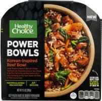 Korean-Style Beef Tender Braised Beef with Mushrooms and Vegetables Served on Top of Brown & Red Rice, Red Quinoa and Black Barley with a Spicy Gochujang and Soy Sauce Topped with Black & White Sesame Seeds Power Bowls