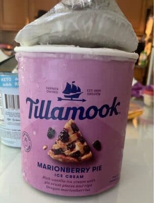 Marionberry Pie Rich Vanilla Ice Cream With Pie Crust Pieces And Ripe Oregon Marionberries