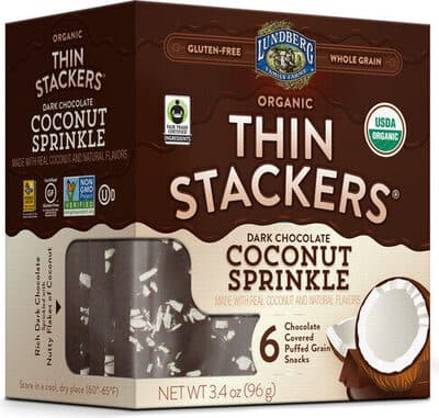 Dark Chocolate Coconut Sprinkle Organic Chocolate Covered Puffed Grain Snacks