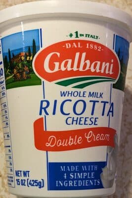 Double Cream Whole Milk Ricotta Cheese
