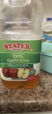 100% Unsweetened Apple Juice From Concentrate