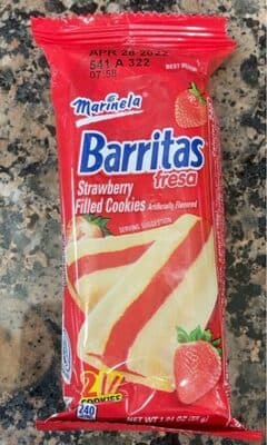 Fresa Strawberry Flavored Barritas Filled Cookies