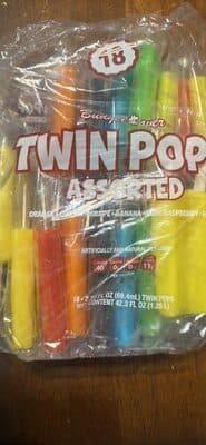Assorted Twin Pops, Orange, Cherry, Grape, Banana, Blue Raspberry, Lime