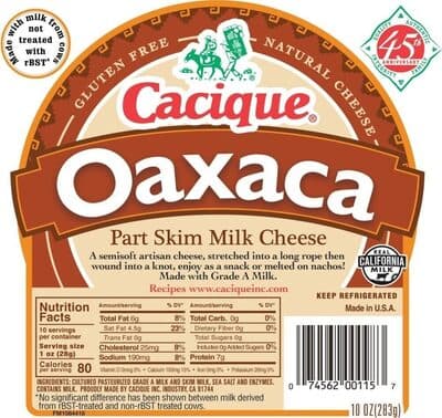 Oaxaca Part Skim Milk Cheese