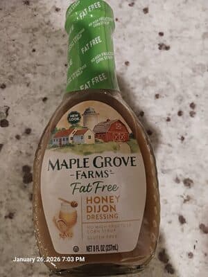 MAPLE GROVE FARMS OF VERMONT, FAT FREE MUSTARD DRESSING, HONEY DIJON