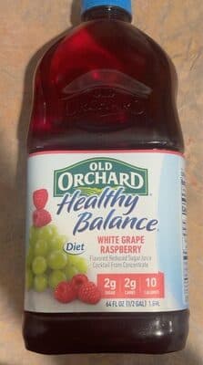 Diet White Grape Raspberry Flavored Reduced Sugar Juice Cocktail From Concentrate
