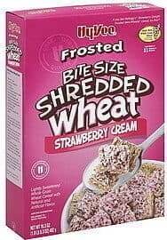 Strawberry Cream Flavored Frosted Bite Size Lightly Sweetened Shredded Whole Grain Wheat Cereal