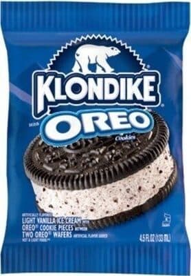 Oreo Frozen Vanilla Dairy Dessert with Oreo Cookie Pieces Between Two Oreo Wafers Sandwich