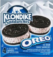 Oreo Frozen Vanilla Dairy Dessert With Oreo Cookie Pieces Between Two Oreo Wafers Sandwiches
