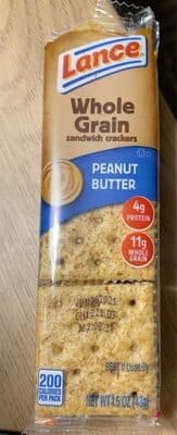 Whole grain peanut butter sandwich crackers