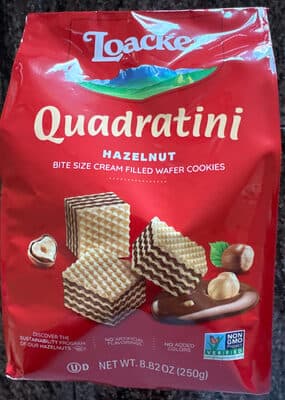 Quadratini Hazelnut Bite Size Wafer Cookies
