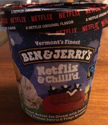Netflix & Chill'd Peanut Butter Ice Cream with Sweet & Salty Pretzel Swirls & Fudge Brownies