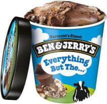 Everything But The... A Collision Of Chocolate & Vanilla Ice Creams Mixed With Peanut Butter Cups, Fudge-Covered Toffee Pieces, White Chocolatey Chunks & Fudge-Covered Almonds