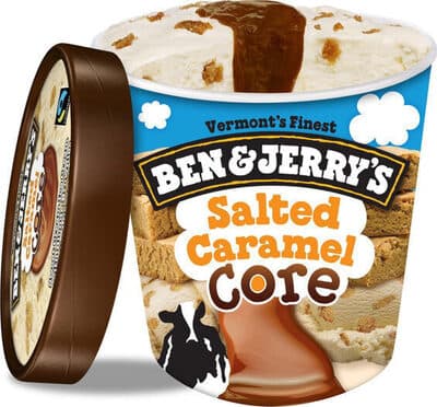 Salted Caramel Core Sweet Cream Ice Cream With Blonde Brownies & A Salted Caramel Core