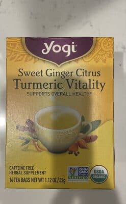 Yogi Caffeine Free Turmeric Vitality Sweet Ginger Citrus Herbal Supplement
