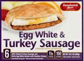 Egg White & Turkey Sausage with Cheese Pita Sandwiches