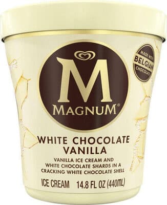 White Chocolate Vanilla Ice Cream and White Chocolate Shards in a Cracking White Chocolate Shell