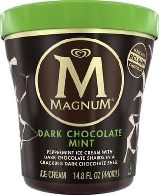 DARK CHOCOLATE MINT PEPPERMINT ICE CREAM WITH DARK CHOCOLATE SHARDS IN A CRACKING DARK CHOCOLATE SHELL, DARK CHOCOLATE MINT