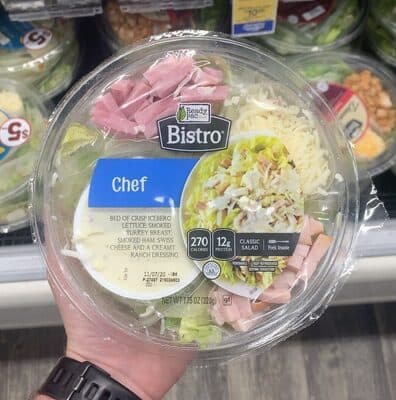 Chef Bed of Crisp Iceberg Lettuce, Smoked Turkey Breast, Smoked Ham, Swiss Cheese and a Creamy Ranch Dressing Classic Salad