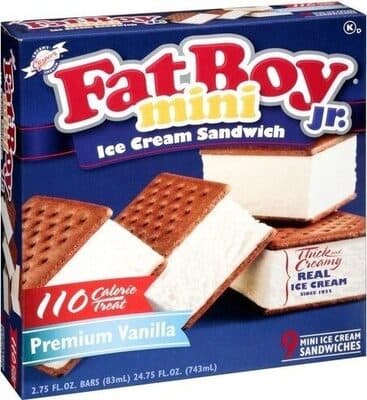 Fat-Boy Jr. Mini Ice Cream Sandwich, Premium Vanilla