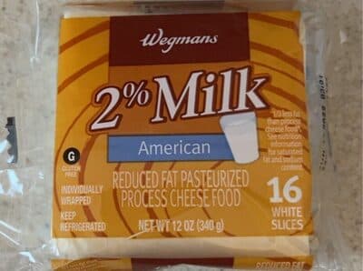 American 2% Milk Reduced Fat Pasteurized Process Cheese Food