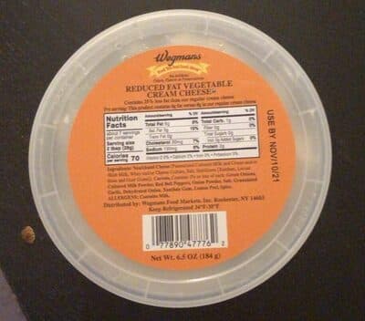 Reduced Fat Vegetable Cream Cheese