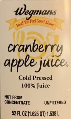 Cold Pressed 100% Cranberry Apple Juice
