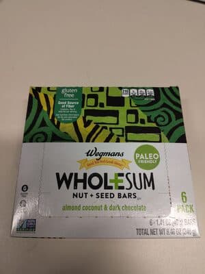Wholesum Nut + Seed Bars Almond Coconut & Dark Chocolate