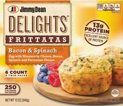 Bacon & Spinach Egg with Mozzarella Cheese, Parmesan Cheese Frittatas