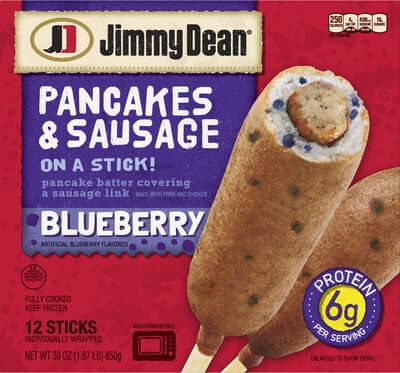 Blueberry Flavored Pancakes & Sausage on a Stick