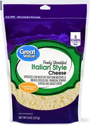 Italian Style Low-Moisture Part-Skim Mozzarella, Provolone, Parmesan, Romano, Fontina and Asiago Finely Shredded Cheese