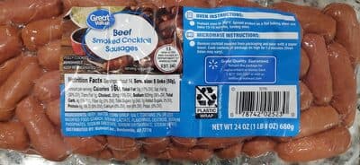 Beef Smoked Cocktail Sausages