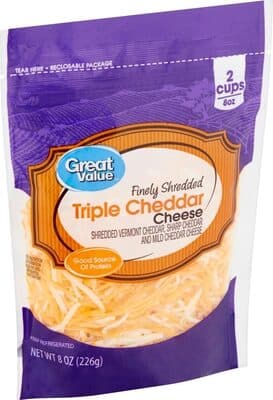 Triple Cheddar Finely Shredded Vermont Cheddar, Sharp Cheddar and Mild Cheddar Cheese