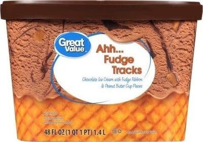 Fudge Tracks Chocolate Ice Cream with Fudge Ribbon & Peanut Butter Cup Pieces