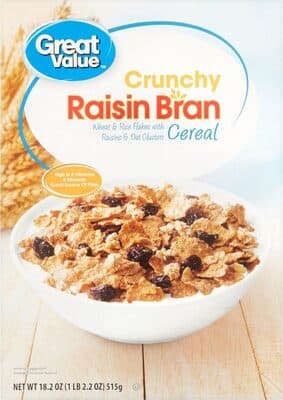 Crunchy Raisin Bran Wheat & Rice Flakes with Raisins & Oat Clusters Cereal