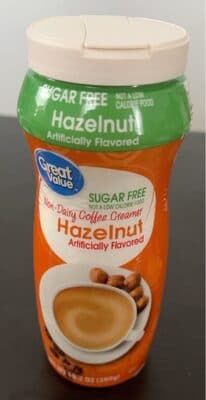Hazelnut Flavored Sugar Free Non-Dairy Coffee Creamer