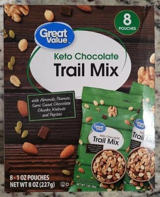 Keto Chocolate With Almonds, Peanuts, Semi-Sweet Chocolate Chunks, Walnuts And Pepitas Trail Mix