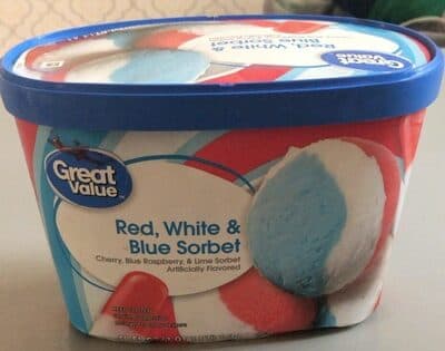 Cherry, Blue Raspberry, & Lime Flavored Red, White & Blue Sorbet