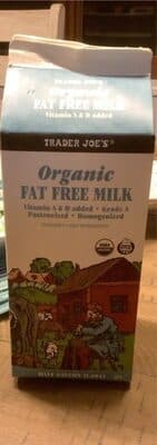 Organic fat free milk