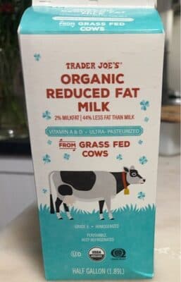 Organic Reduced Fat Milk From Grass Fed Cows